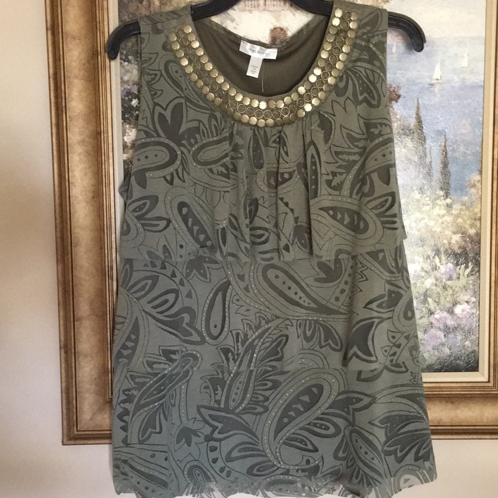 OLIVE METALLIC TANK TOP